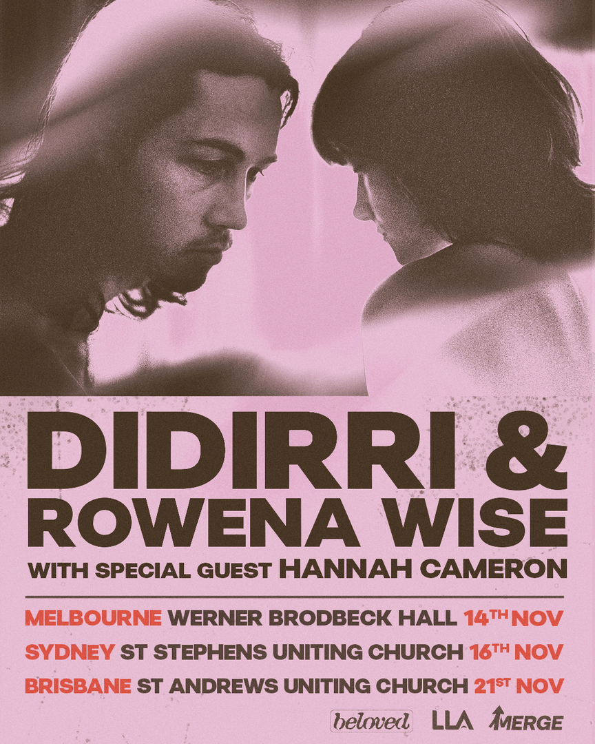 Didirri & Rowena Wise on a pink background poster with tour dates